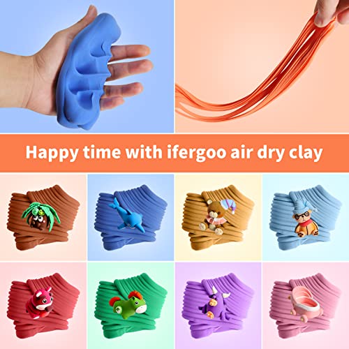 Air Dry Clay, 24 Colors Ultra Light Modeling Clay, iFergoo Magic Clay DIY Creative Modeling Dough with Project Booklet