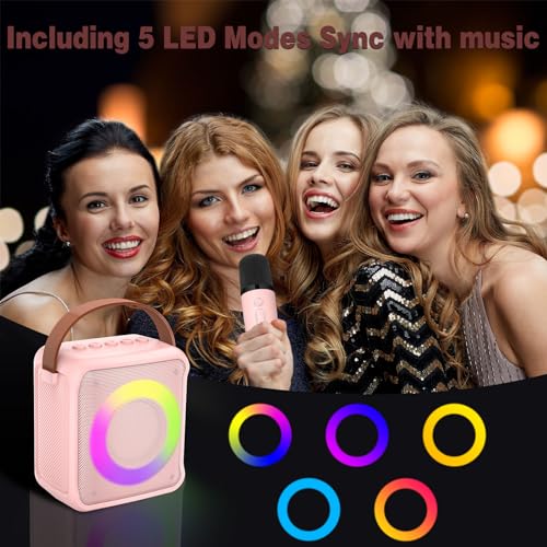 Ankuka Karaoke Toys for Kids & Adults with 1 Microphones, Portable Karaoke Machine with LED Light and Voice Changing Effects, Gifts for Age 3-18 Kids
