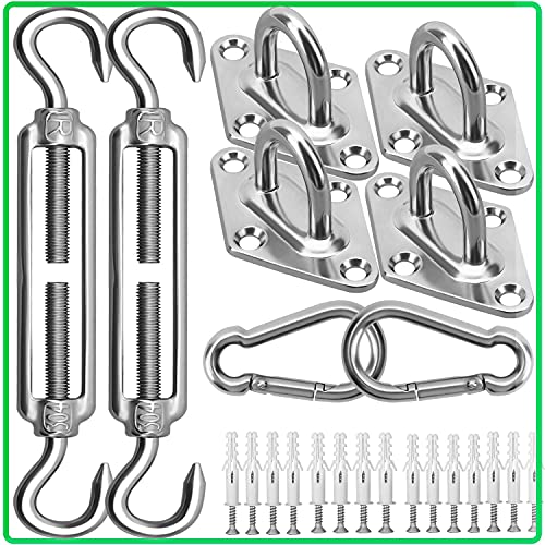 Sun Shade Sail Fixing Kit, M6 Heavy Duty Sun Sail Shade Hardware Kit, 304 Stainless Steel Awning Attachment Set for Garden Triangle and Square,