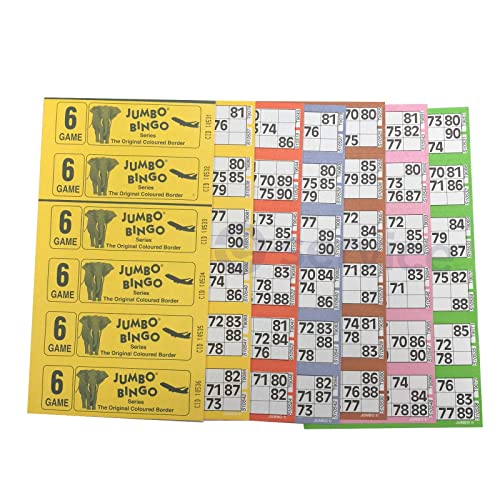 750 BOOKS 6 PAGE GAME STRIPS OF 6 TV JUMBO BINGO TICKET SHEET BIG BOLD NUMBERS