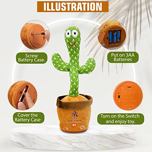 Ava's Toys Volume Control Dancing Cactus- Voice Recorder Baby Toys- Talking and Singing Cactus- Repeat What You Say Learning Toy