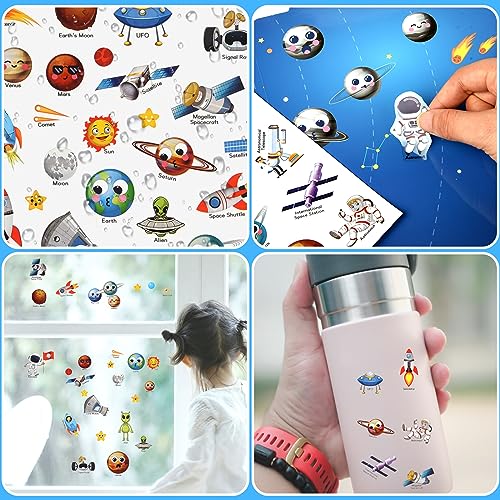 ASTARON 3D Sticker Scenes Book for Kids, 88 Pcs Reusable Space Jelly Stickers for Toddlers, Puffy Sticker Game Educational Sensory Learning Toy, Party