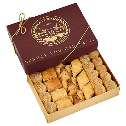 Baklava Sweet, Bitesize Baklawa, 24 Pieces, Chateau de Mediterranean, Gift Box With Ribbon 300g