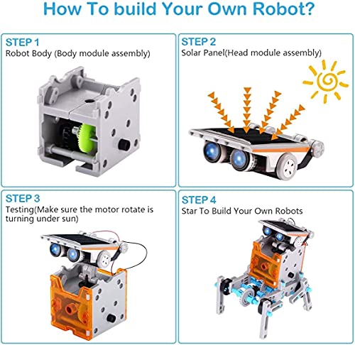 ACELIFE STEM Solar Robot Toy 12-in-1 Educational Science Kit DIY Building Toy Construction Engineering Set for Kids Age 8-12 Boys & Girls Birthday,
