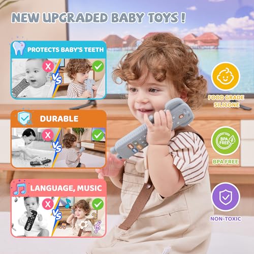 Baby Toys - Baby Remote Control Toy with Elephant Silicone Cover - Educational Musical Baby Toddler toys with Realistic Play, Lights, and Sounds - Boy