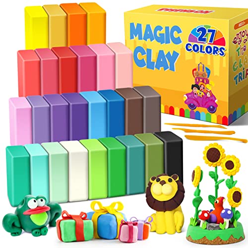 Air Dry Clay 27 Colors, Modelling Clay for Kids, DIY Molding Magic Clay for with Tools, Craft Kit for Kids Boys Girls, Toys Gifts for Age 3 4 5 6 7 8+