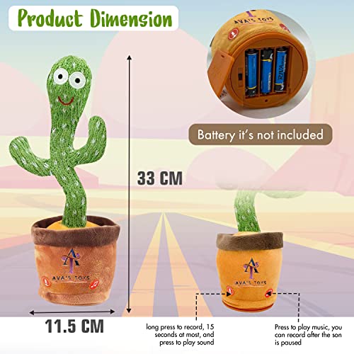 Ava's Toys Dancing Cactus Voice Recorder Baby Toys - Plush Toys Singing Cactus Toy,Toys- Repeat What You Say Talking Cactus