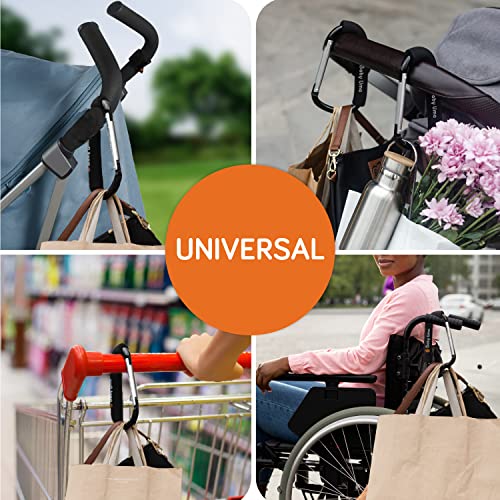 Baby Uma XL Baby Stroller Hooks for Hanging Bags and Shopping (2 Pack) - Universal Stroller Clips and Hooks - Large Carabiner Stroller Accessories -