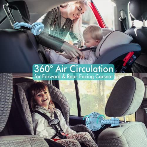 Amacool Battery Operated Stroller Fan Flexible Tripod Clip On Fan with 3 Speeds and Rotatable Handheld Personal Fan for Car Seat Crib Bike Treadmill
