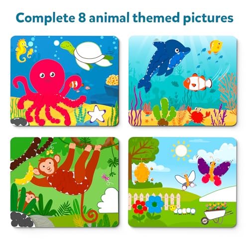 Skillmatics Art Activity - Dot It Animals, No Mess Sticker Art for Kids, Craft Kits, DIY Activity, Gifts for Boys & Girls Ages 3, 4, 5, 6, 7, Travel