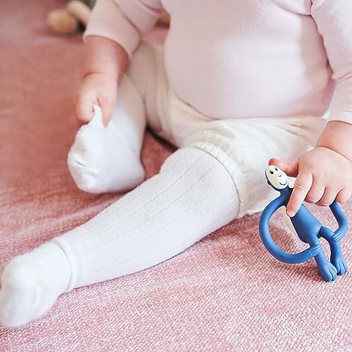 Matchstick Monkey, Original Teether & Gel Applicator, Silicone, Easy To Grip, BPA Free, 3 Months Old+, 10.5 cm, Airforce Blue Monkey