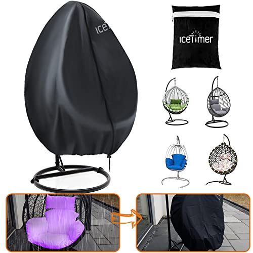 Icetimer Upgraded Egg Chair Covers Waterproof,Patio Hanging Standing Egg Chair Cover Windproof Heavy Duty Large,Cover for Egg Chair Single,Garden