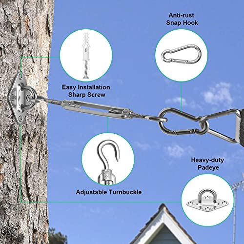 Sun Shade Sail Fixing Kit, M6 Heavy Duty Sun Sail Shade Hardware Kit, 304 Stainless Steel Awning Attachment Set for Garden Triangle and Square,