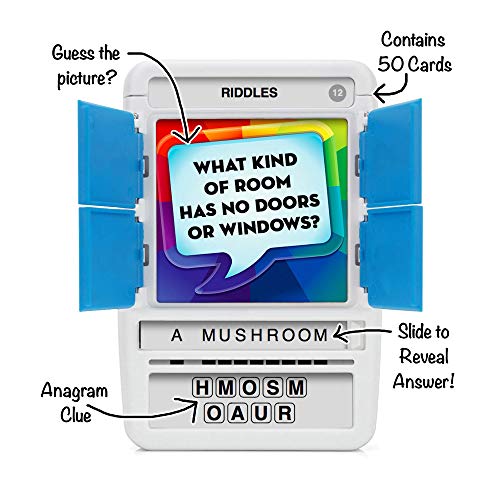 100 PICS Riddles Travel Card Game - Family Fun Quiz Game, Pocket Puzzles For Kids And Adults