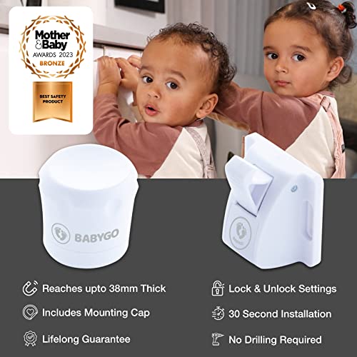 BABYGO? Magnetic Child Safety Cupboard Locks for Children [10 Locks, 2 Keys & 8 Free Corner Protectors] Baby Proofing Kitchen Cabinets & Drawers Easy