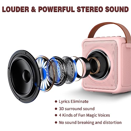 Ankuka Karaoke Toys for Kids & Adults with 2 Microphones, Portable Karaoke Machine with LED Light and Voice Changing Effects, Gifts for Age 3-18 Kids