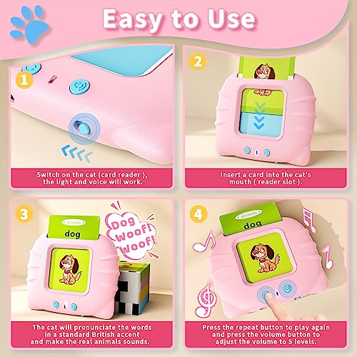 Aullsaty Toddler Toys Talking Flash Cards for 1 2 3 4 5 6 Year Old Boys and Girls, Autism Sensory Toys for Autistic Children, Learning Educational