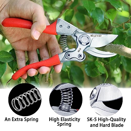 2 Pack Secateurs & Pruning Scissors, Professional Garden Secateurs, Sharp SK-5 Steel Blade, Strong & Anti-rust Pruning Shears, Anti-slip Handle, Plant