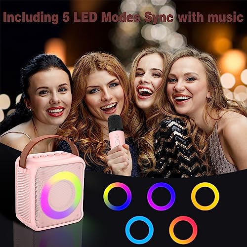 Ankuka Karaoke Toys for Kids & Adults with 2 Microphones, Portable Karaoke Machine with LED Light and Voice Changing Effects, Gifts for Age 3-18 Kids