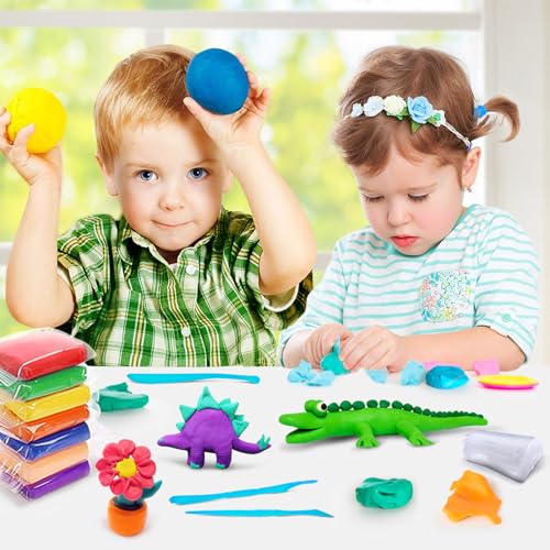 Air Dry Clay 76 Colors, Modelling Clay for Kids, DIY Molding Magic Clay for with Tools, Soft & Ultra Light, Toys Gifts for Age 3 4 5 6 7 8+ Years Old