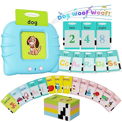 Aullsaty Toddler Toys Talking Flash Cards for 1 2 3 4 5 6 Year Old Boys and Girls, Autism Sensory Toys for Autistic Children, Learning Educational
