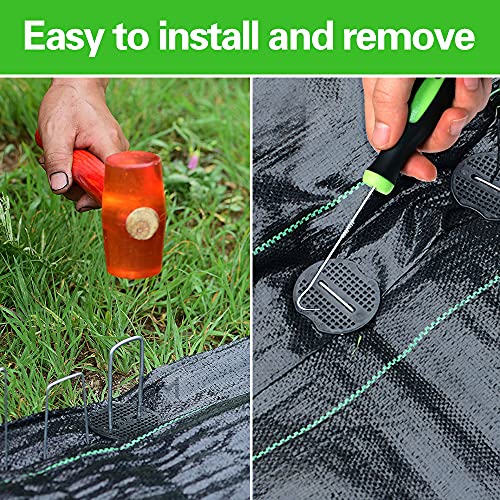 Bakulyor 50 Weed Control Membrane Pegs + 50 Buffer Washer, 6"/150mm Weed Mat Pegs, Metal Garden Landscape Staples Artificial Grass Pins Ground Cover