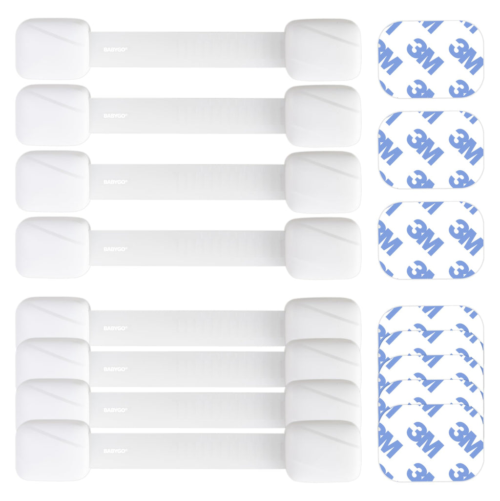 BABYGO? Child Safety Straps 8X Premium Baby Proofing Door & Cupboard Locks | 30 Second Install | No DIY | Smart Unlock - White