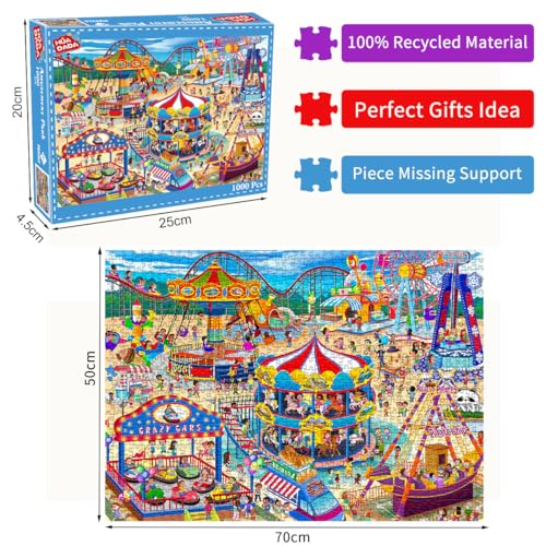 Amusement Park Jigsaw Puzzles for Adults 1000 Piece Theme Park Jigsaws 1000 Pieces for Adults Gifts