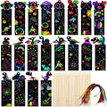 Animal Scratch Art for Kids, 48Pcs Magic Rainbow Bookmarks for Children, Scratch Art Party Bag Fillers, Craft DIY Scratch Paper Art Tags with Wooden