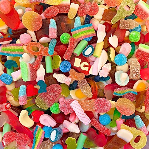 BG Mixed Quality Pick & Mix Sweets - Large Retro Candy Sweeties Assortment, 1kg Pouch Gummy Jelly Fizzy Gift Chewy Pick n Mix
