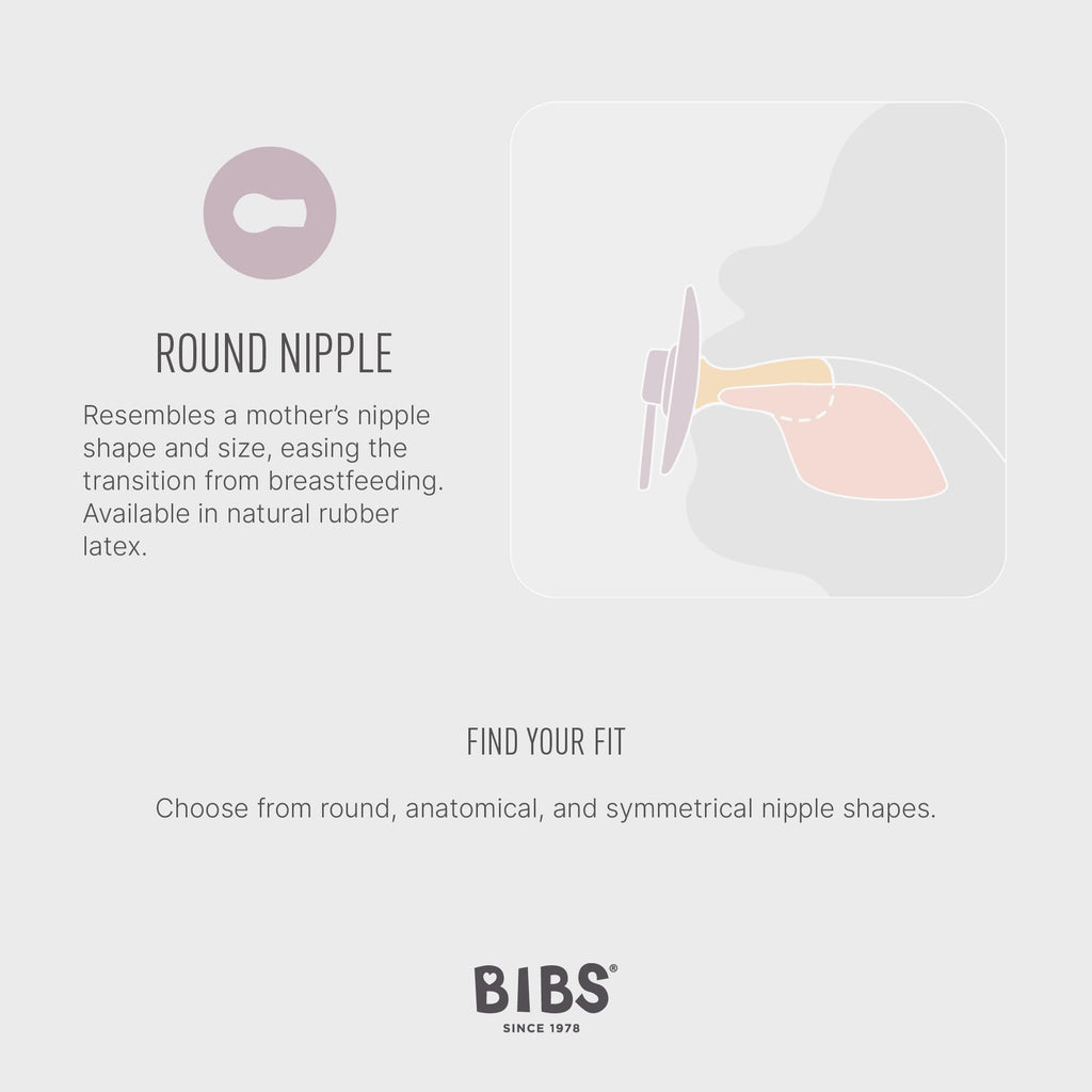 BIBS Colour Soother 2-Pack, BPA Free Dummy Pacifier, Round Nipple. Natural Rubber Latex, Size 1 (0-6 Months), Sage/Hunter Green