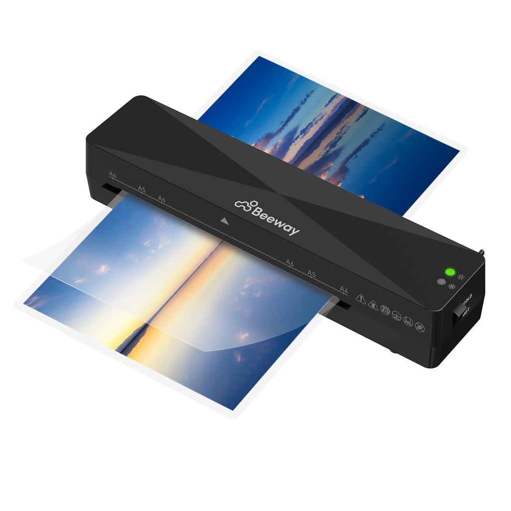 BEEWAY Laminator, A4 Laminator Machine - Fast Warm Up, High Speed Laminating, Thermal and Cold Options for Home Office School Use - Bonus 30 Sheets A6