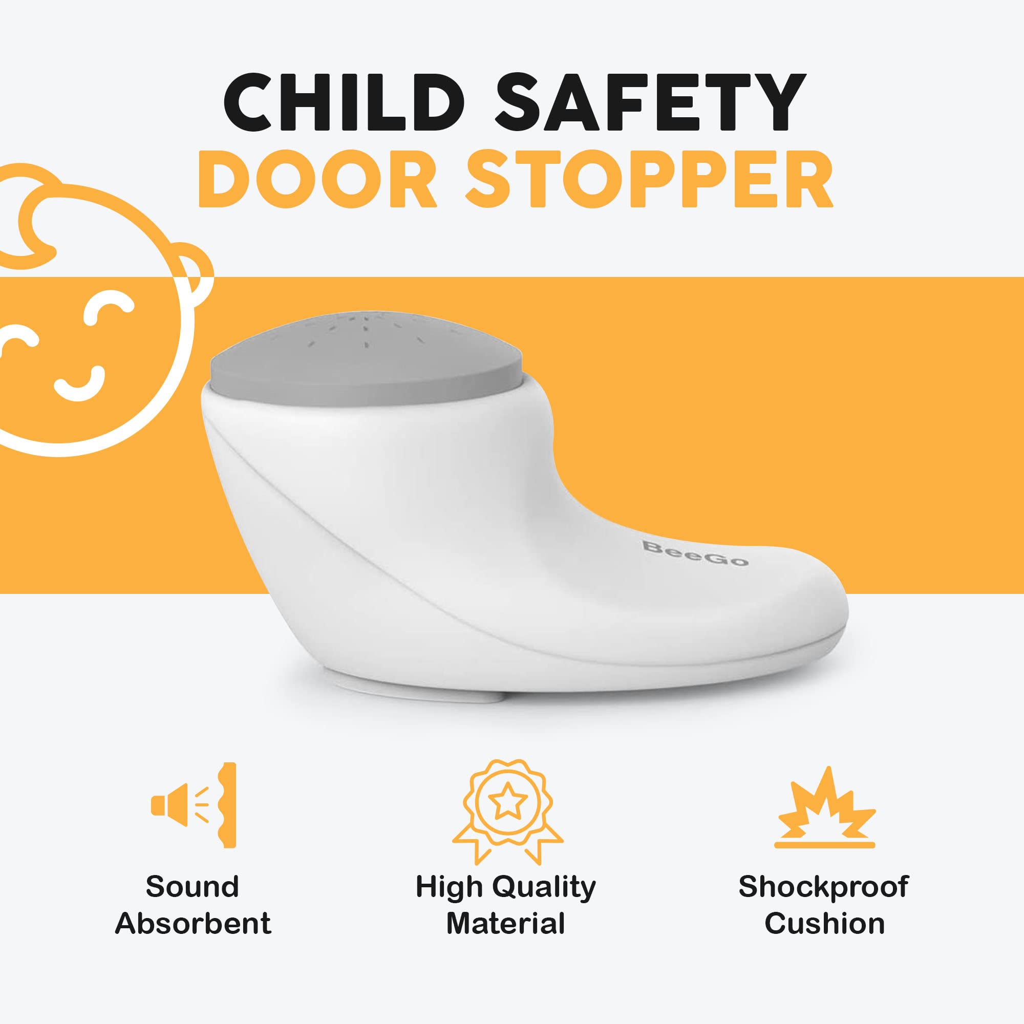 BeeGo? 2 Pack - Baby Door Stopper, Baby Proof Anti Door Slam Finger Guards for Children, Rotatable Door Safety Stoppers for Finger Protection,