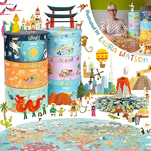 Animals of the World Jigsaw Kids Round Puzzle for Children Age 5-8 Year Olds - 100% Recycled Card 150 Piece Animal Jigsaw Puzzles for Kids 5+ Years