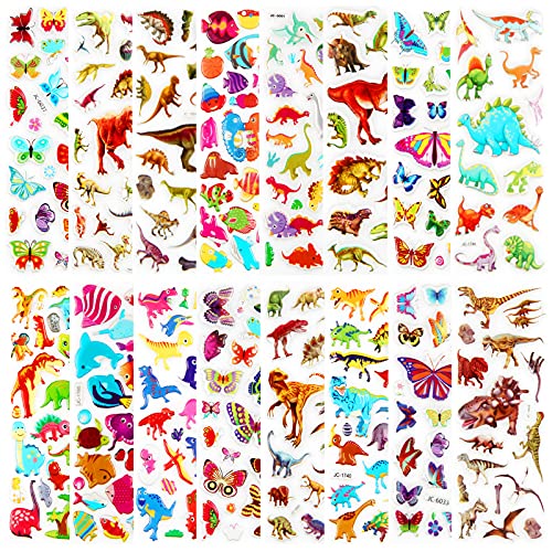 Animal Puffy Stickers for Kids 52 Sheets 3D Stickers Pack for Children Over 1100 Stickers for Boys Girls and Toddler, Included Animals Butterfly