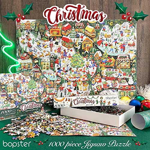 1000 Piece Jigsaw Puzzles for Adults - Christmas Illustrated Theme - Christmas Jigsaw Puzzle for Adults and Children - Family Fun Christmas Jigsaw -