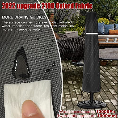 Parasol Cover Patio Garden Umbrella Covers Waterproof Windproof Anti-UV with Zip 210D Oxford Fabric Garden Parasol Cover for 7ft to 10ft Garden
