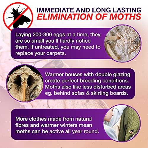 Aviro Moth Killer Spray (1 Litre) - Fast Acting Moth Repellent Killer For Carpet Moth Treatment. Professional Strength Moth Repellent For Wardrobes