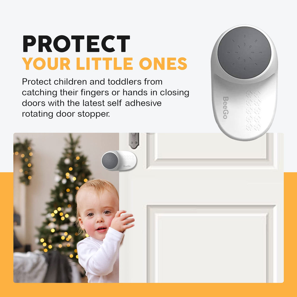BeeGo? 2 Pack - Baby Door Stopper, Baby Proof Anti Door Slam Finger Guards for Children, Rotatable Door Safety Stoppers for Finger Protection,