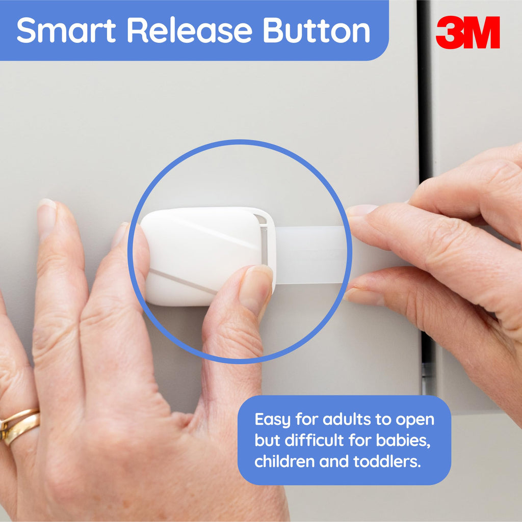 BABYGO? Child Safety Straps 8X Premium Baby Proofing Door & Cupboard Locks | 30 Second Install | No DIY | Smart Unlock - White