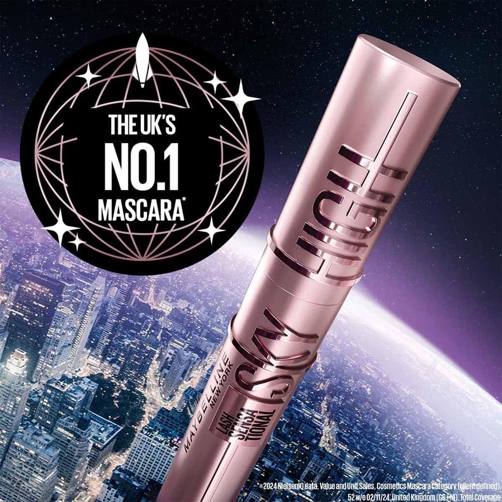 Maybelline New York Lash Sensational Sky High Mascara, Volumising & Lengthening Mascara, Washable Flake-Free Formula Infused with Bamboo Extract & Fibres, 7.2 ml, Shade: 01, Very Black