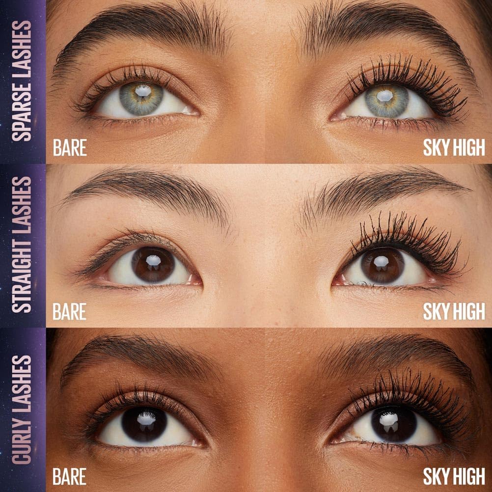 Maybelline New York Lash Sensational Sky High Mascara, Volumising & Lengthening Mascara, Washable Flake-Free Formula Infused with Bamboo Extract & Fibres, 7.2 ml, Shade: 01, Very Black