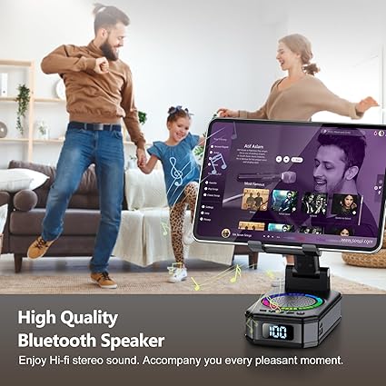Gifts for Men Women, Cell Phone Stand with Wireless Bluetooth Speaker, Colorful LED Lights, Anti-Slip Base HD Surround Sound, Rechargeable (3000mAh), for Teens, Men, Women for Christmas
