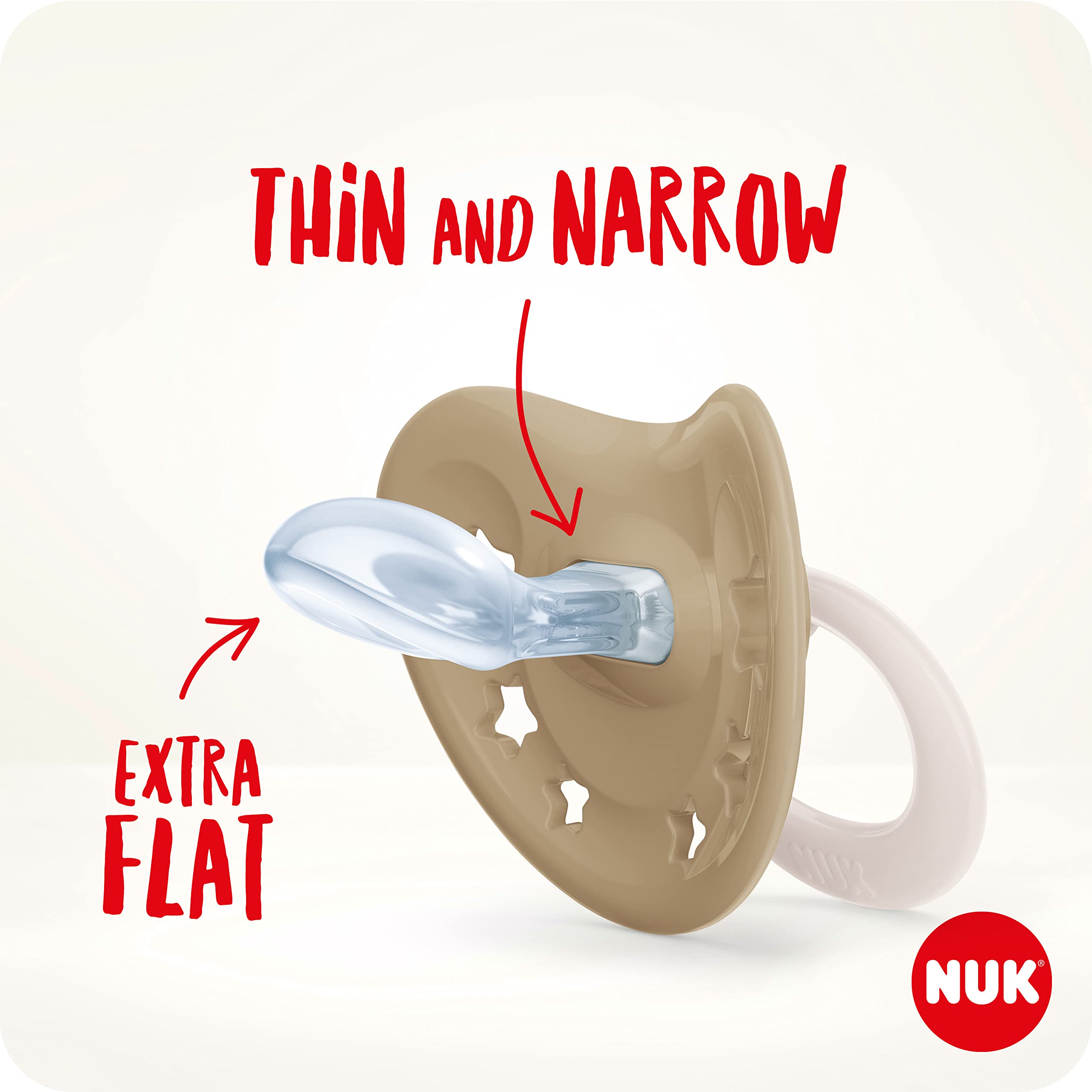 NUK Signature Day & Night Baby Dummy 18-36 months Soothes 95% of Babies Heart-Shaped BPA-Free Silicone Soothers Glow-in-the-Dark Stars 4 Count