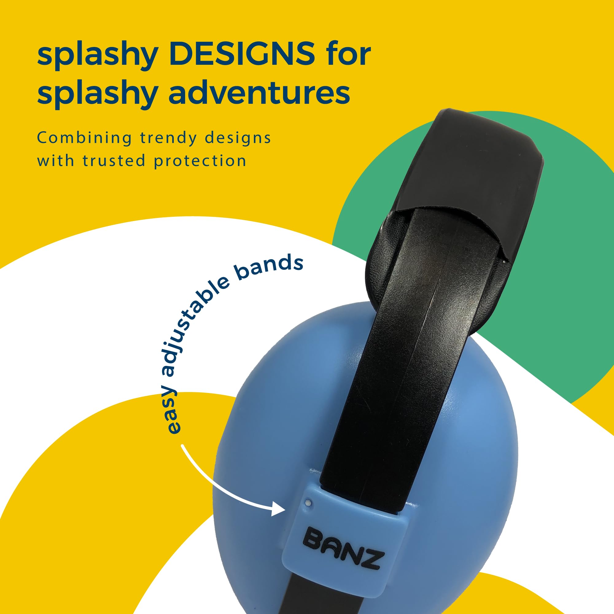 Banz Bubzee Baby Ear Defenders 0-36 Months ? Sky Blue - Loud Noise Cancelling Baby Headphones & Toddler Ear Muffs, Size Adjustable