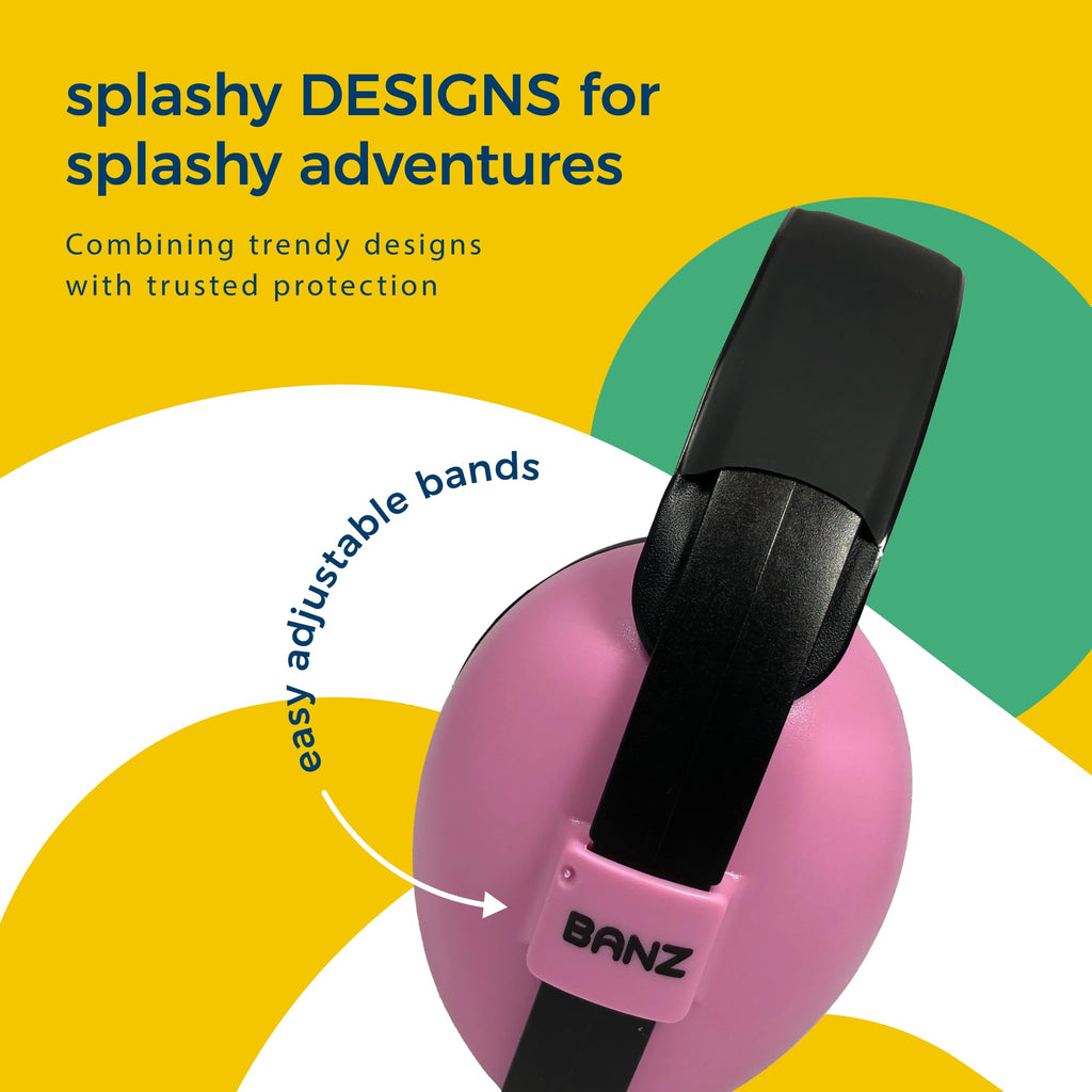 Banz Bubzee Baby Ear Defenders 0-36 Months ? Petal Pink - Loud Noise Cancelling Baby Headphones & Toddler Ear Muffs, Size Adjustable