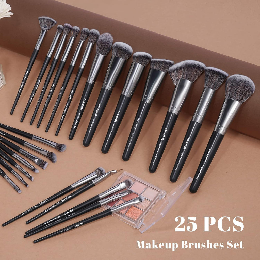 Make up Brush Set 25Pcs Professional Makeup Brushes Foundation Blush Angle Eyeliner Blending Concealers Eyeshadow Brush Premium Synthetic Makeup Brush Set with Gift Box