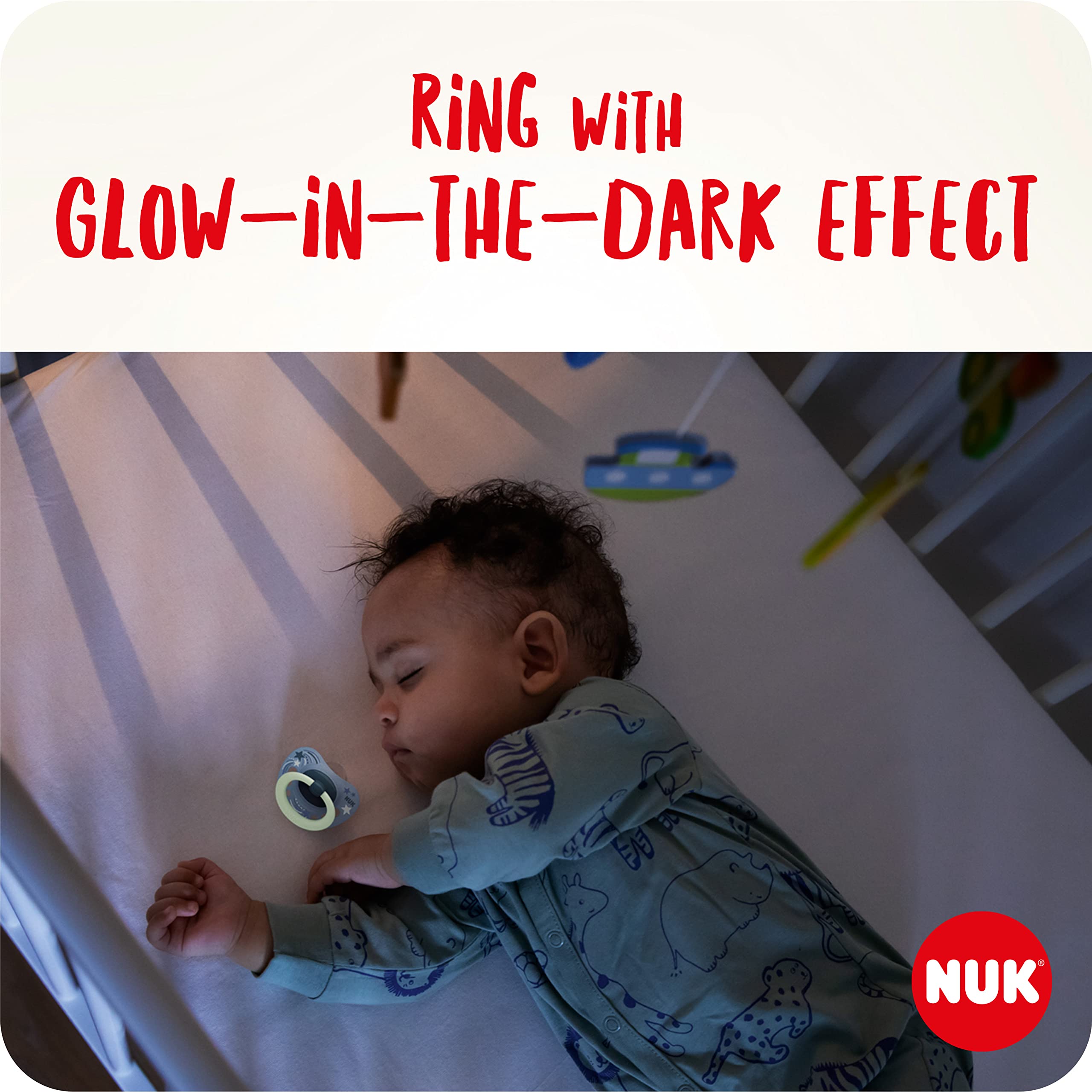 NUK Signature Day & Night Baby Dummy 18-36 months Soothes 95% of Babies Heart-Shaped BPA-Free Silicone Soothers Glow-in-the-Dark Stars 4 Count