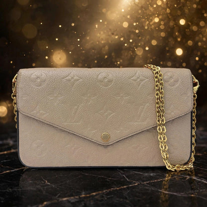 Louis Vuitton Empreinte Chain Wallet Pink Leather Women's