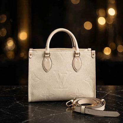 Authentic Louis Vuitton Onthego PM Small Cream White Pre-Owned Bag